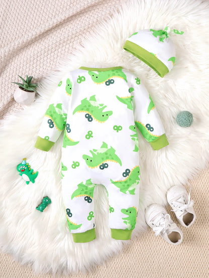 Bear Print Infant Romper with Long Sleeves and Front Fastenings, Contrast Trim and Footless Cuffs for Everyday Baby Outfits, Sizes 1-18 Months