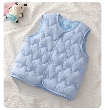 Quilted Toddler Vest with Snap-Front Closure, Solid Color Sleeveless Waistcoat for Boys and Girls in Sizes 2T–6T for Fall and Winter Layering