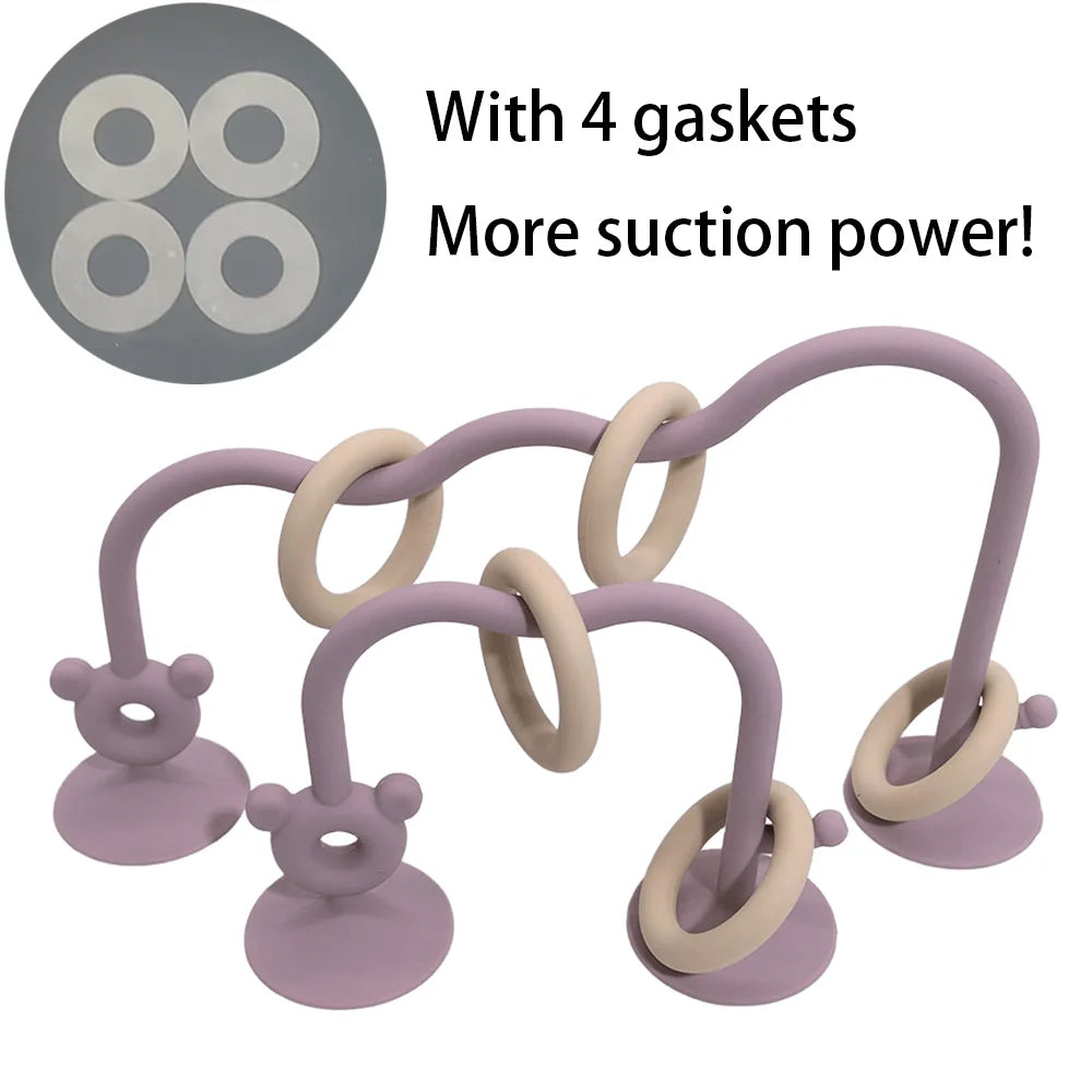 Suction Cup Ring Maze Toy with Silicone Curved Track for Supervised Baby Tabletop Play, Hands-On Sensory Exploration and Fine Motor Activities