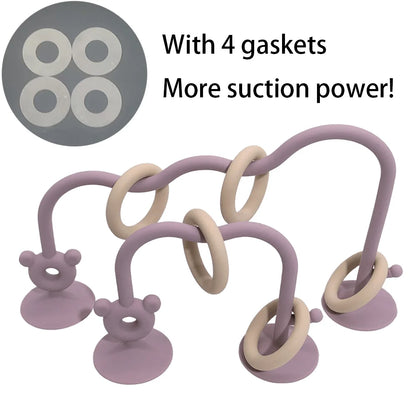 Suction Cup Ring Maze Toy with Silicone Curved Track for Supervised Baby Tabletop Play, Hands-On Sensory Exploration and Fine Motor Activities