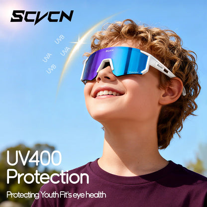 Kids Cycling Sunglasses by SCVCN for Ages 6-14, UV400 TR90 Sports Eyewear with Adjustable Nose Pads and Photochromic or Polarized Options
