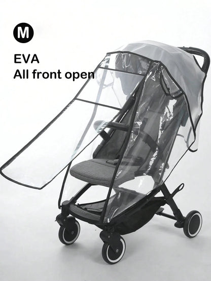 Stroller Weather Shield with Clear Panels, Black Trim and Mesh Side Ventilation, M or L Rain Cover Options for Baby Pushchair Outdoor Outings