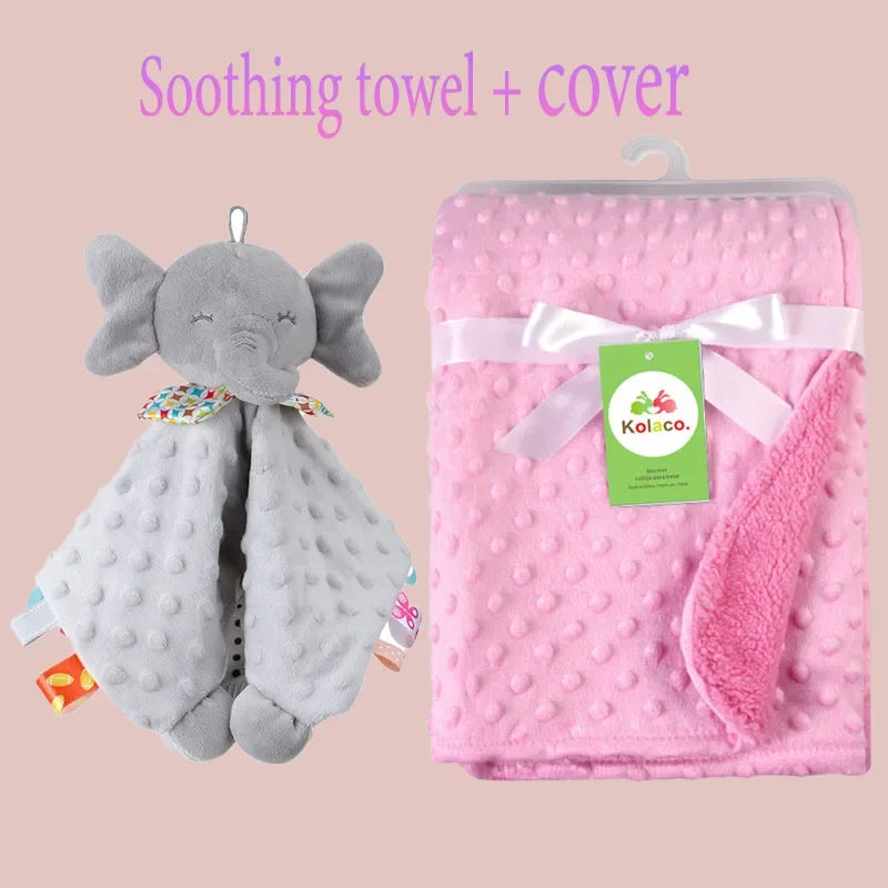 Embroidered Name Baby Blanket and Animal Comforter Options, Personalized Minky Bubble-Texture Keepsake with Single-Item and Two-Piece Gift Choices