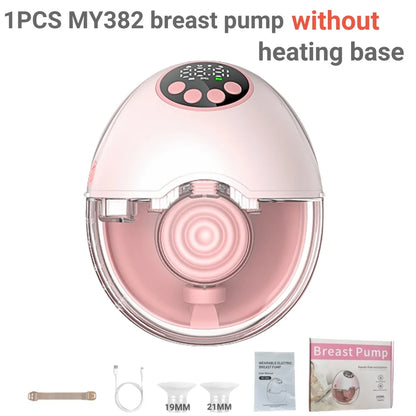 Wearable Electric Breast Pump MY382 with 4 Modes and 12 Levels, 24mm Flange and Fit Adapters, Single or Double Options with Optional Heating and UV Lid