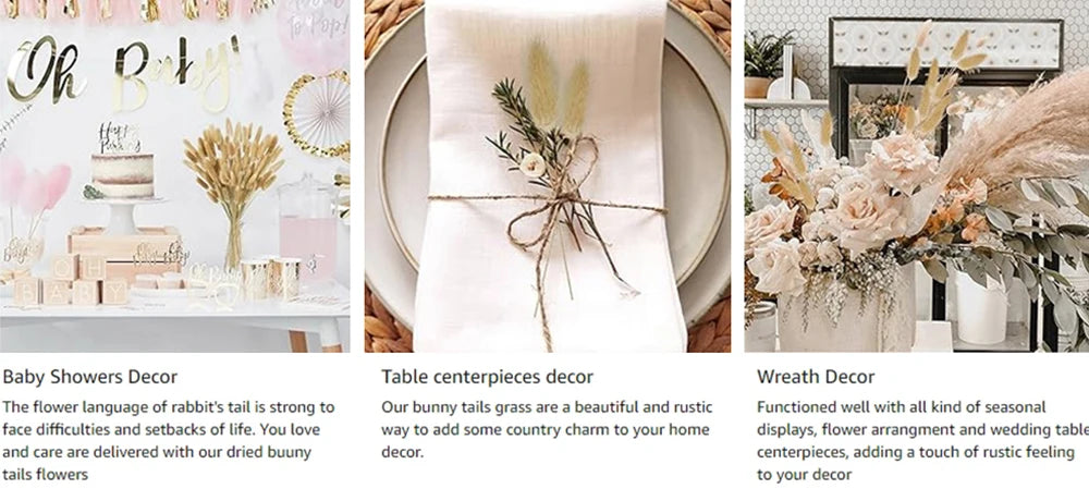 Dried Pampas Grass Bouquet, Natural Decorative Flowers and Bunny Tail Grass for Boho Vase Styling, Home Displays, Weddings and Party Decor