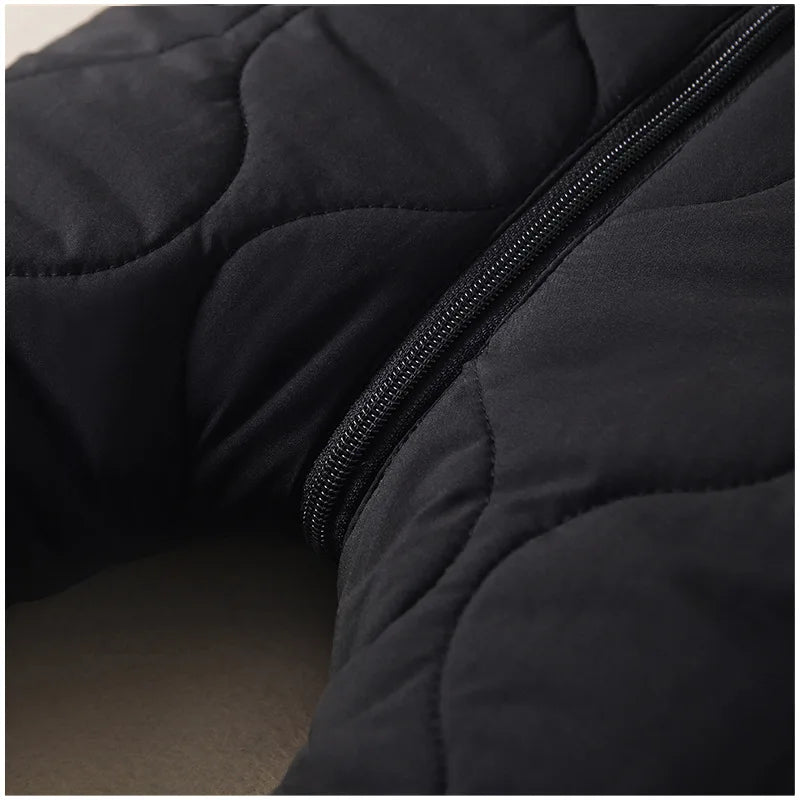 Baby Quilted Hooded Jumpsuit with Bear Ears, Plush-Look Hood Trim and Front Zipper, Long Sleeve Winter One-Piece Clothing for Infants and Toddlers
