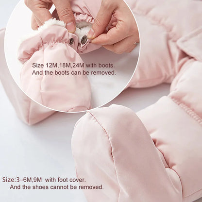 Infant Winter Snowsuit with Hood, Double Front Zippers and Quilted Design, Fleece-Lined Baby One-Piece for Boys and Girls, 3-24 Months