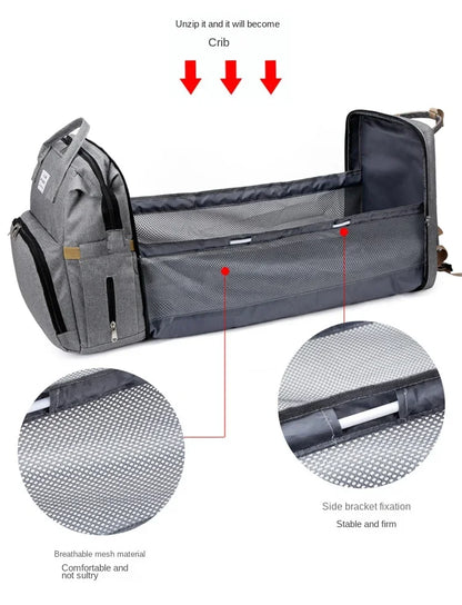 Diaper Bag Backpack with Fold-Out Changing Station, Large Capacity Baby Essentials Organizer with Bottle Pockets and Changing Mat for Parents
