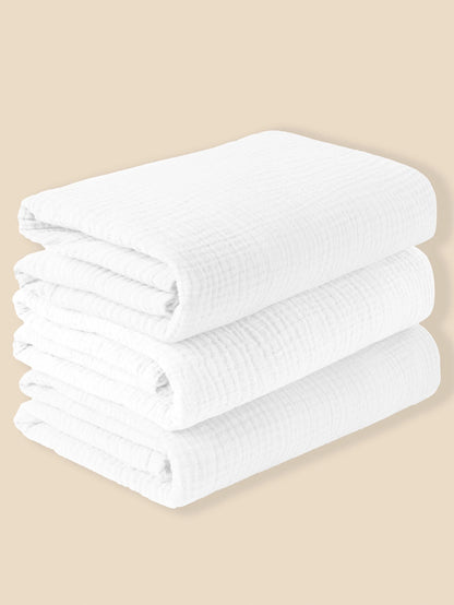 3-Piece Muslin Receiving Blanket Set for Newborn Care, Soft Breathable Baby Wraps with Printed and Solid Design Options in 120 x 100 or 80 x 65 cm