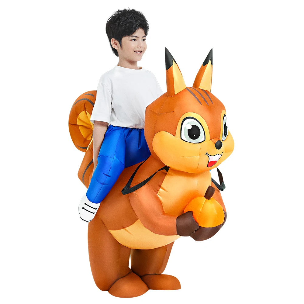 Inflatable Dinosaur Costume for Kids, Ride-On Style Dress-Up Outfit with Fan for Halloween, Birthday Parties and Holiday Cosplay