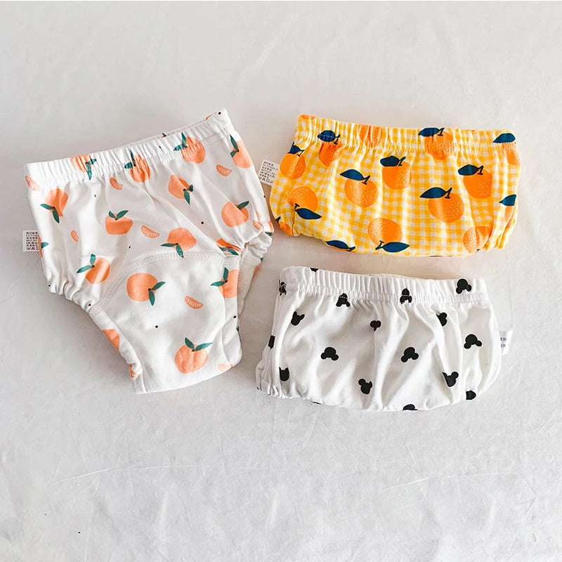 Toddler Potty Training Pants 3-Pack, 6-Layer Washable Cotton Learning Underwear with Elastic Waist and TPU Layer in 8–18 kg Size Options