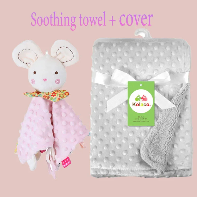 Embroidered Name Baby Blanket and Animal Comforter Options, Personalized Minky Bubble-Texture Keepsake with Single-Item and Two-Piece Gift Choices