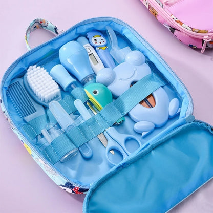 Newborn Grooming Essentials Kit with Zippered Storage Case, Baby Hair and Nail Care Tools in Blue or Pink, 8, 10 or 13-Piece Options
