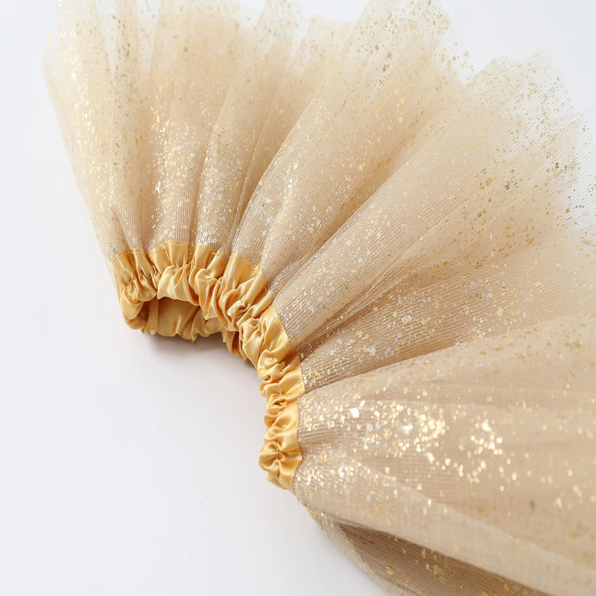 Gold Shimmer Tutu Skirt for Girls with Gathered Waistband and Full Mesh Silhouette for Birthday Parties, Holiday Photos and Dress-Up, Sizes 2-8Y