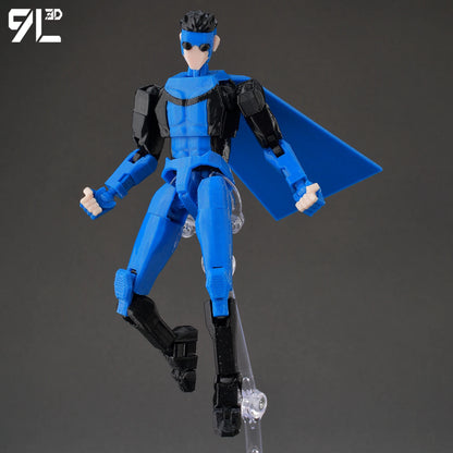Articulated Superhero Action Figure, 3D Printed PETG Collectible with 30+ Poseable Joints, Interchangeable Parts and Accessories for Display