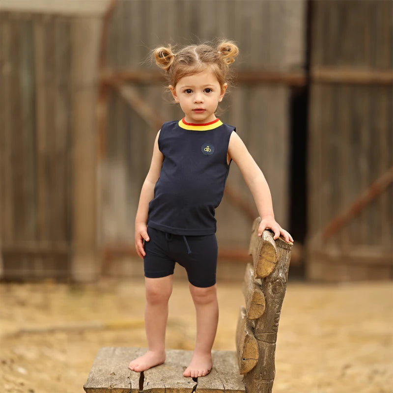 Striped Collar Kids Matching Outfits with Bee Motifs, Boys Shirts, Girls Dress and Top-Skirt Sets, Baby Top-and-Shorts Options for Sibling Photos