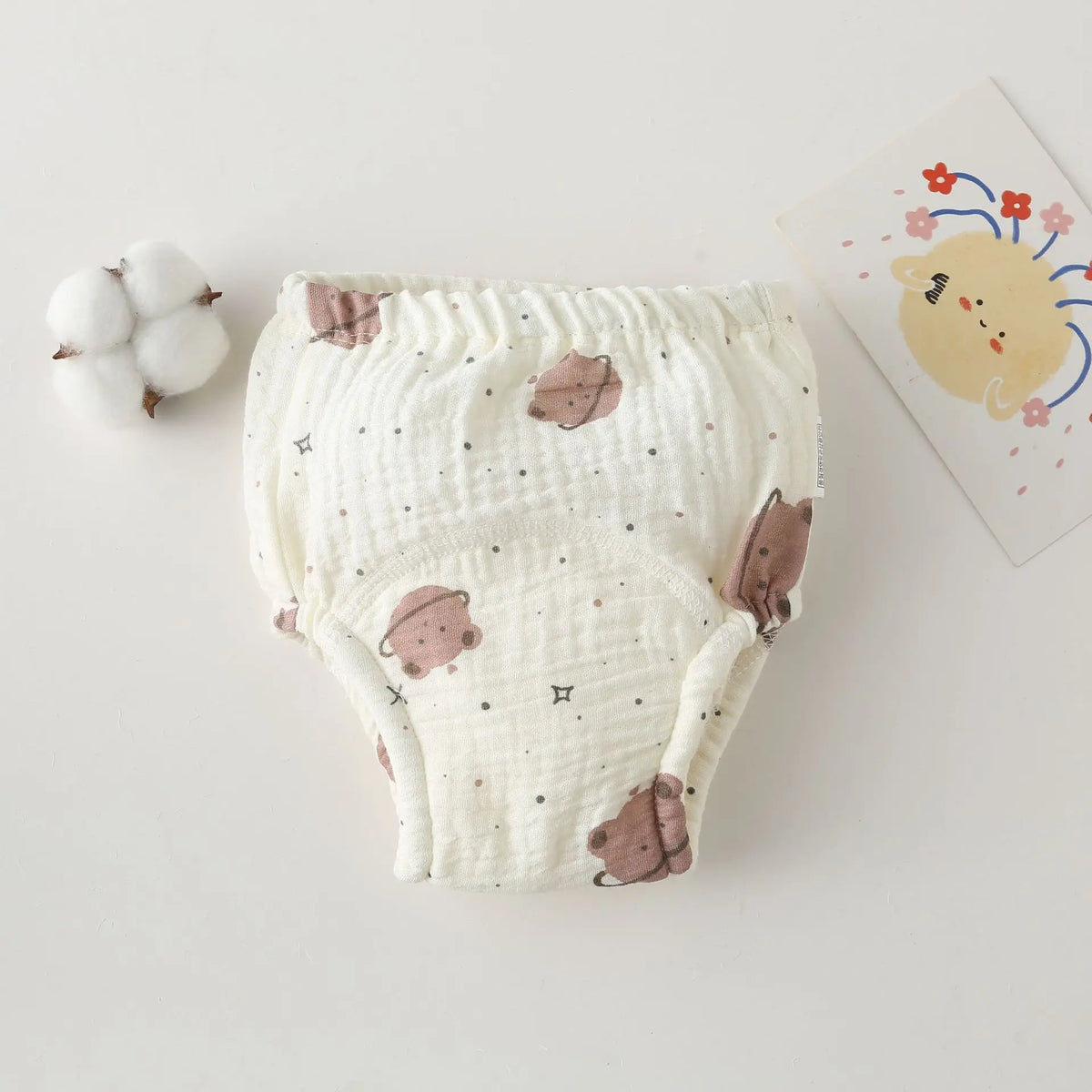 Printed Cotton Potty Training Pants, Single Reusable Learning Underwear with Pull-On Waist for Babies and Toddlers in Sizes 80–110