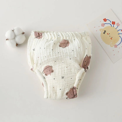 Printed Cotton Potty Training Pants, Single Reusable Learning Underwear with Pull-On Waist for Babies and Toddlers in Sizes 80–110