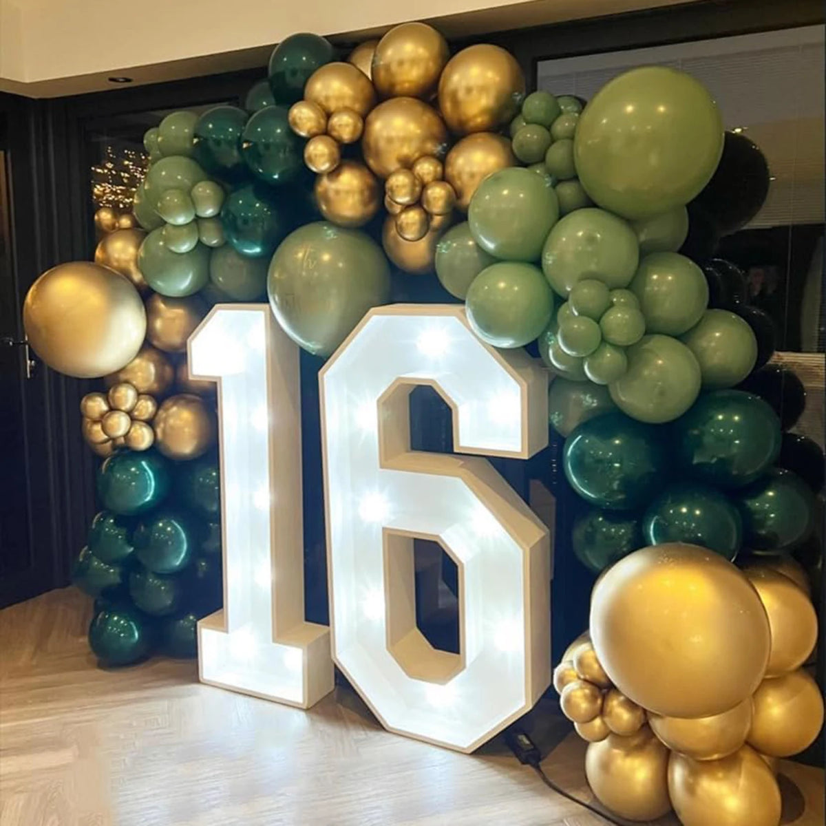 Green and Gold Balloon Garland Kit, 99-Piece Balloon Arch Decorations for Baby Showers, Gender Reveals, Birthdays, Weddings and Engagement Parties