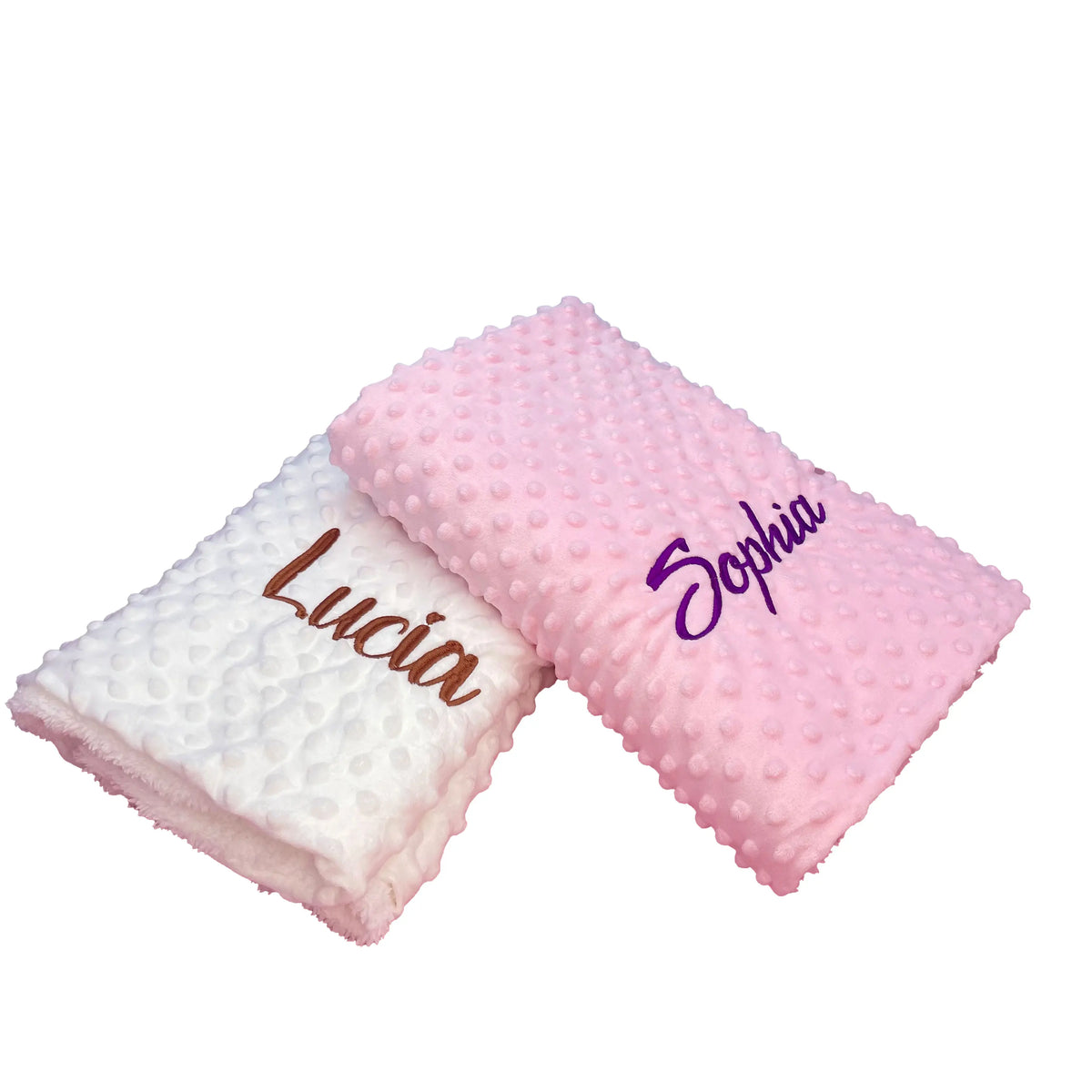 Embroidered Name Baby Blanket and Animal Comforter Options, Personalized Minky Bubble-Texture Keepsake with Single-Item and Two-Piece Gift Choices