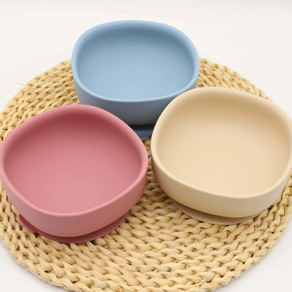 Baby Silicone Tableware Set, 9-Piece Mealtime Collection with Divided Plate, Suction Bowl, Pocket Bib, 2-in-1 Cup and Utensils in Four Colors