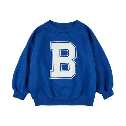 Kids Crewneck Sweatshirt with Animal, Flower and Letter Graphic Options, Long Sleeve Unisex Pullover for Boys and Girls Everyday Seasonal Layering
