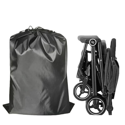 Folded Stroller Storage Bag with Drawstring Closure, Black Dust Cover in Three Sizes for Pushchair Packing, Home Storage and Family Trips