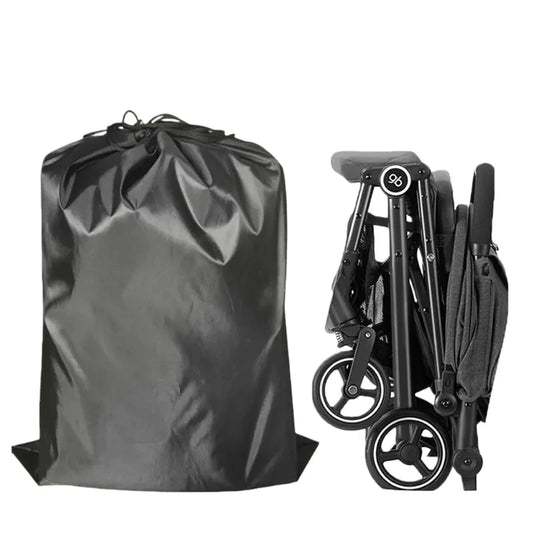 Folded Stroller Storage Bag with Drawstring Closure, Black Dust Cover in Three Sizes for Pushchair Packing, Home Storage and Family Trips