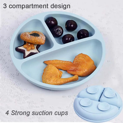 Personalized Silicone Baby Tableware Set, 8-Piece Collection with Divided Plate, Suction Bowl, Pocket Bib, Straw Cup and Two Utensil Pairs