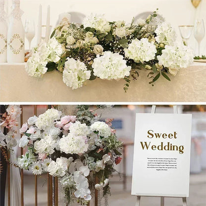 Artificial Hydrangea Flower Heads, 50-Piece Silk-Fabric Floral Set with Stem or Leaf Options for DIY Wedding Centerpieces, Baby Showers and Home Decor