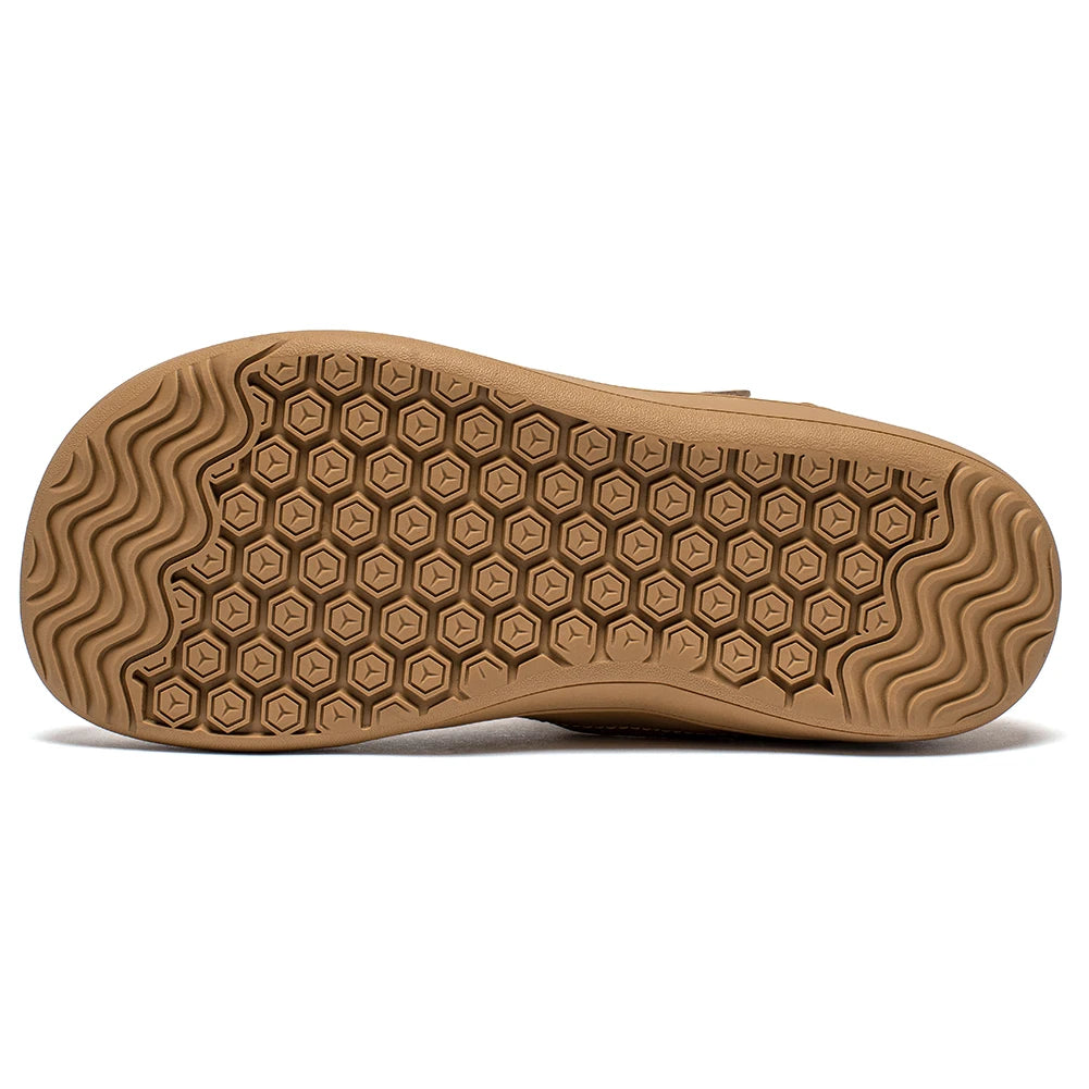 Kids Barefoot Boots with Wide Toe Box, Zero-Drop Sole and Adjustable Hook-and-Loop Strap, HOBIBEAR Artificial Leather Mid-Top Outdoor Shoes