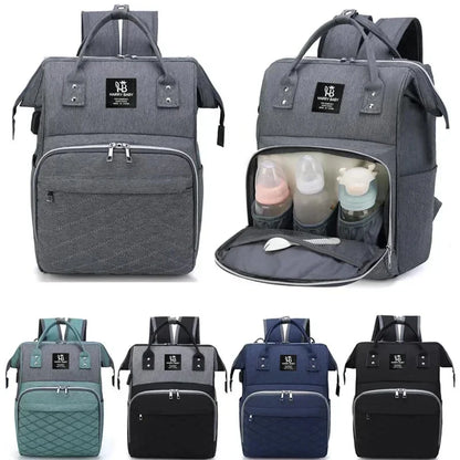Diaper Backpack with Front Bottle Organizer and Carry Handles, Zippered Baby Essentials Bag in Five Colors for Parents and Everyday Outings