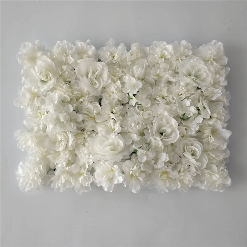 Artificial Flower Wall Panels with Fabric Roses, 40 x 60 cm Reusable Floral Backdrop for Baby Showers, Weddings, Birthdays & Home Decor