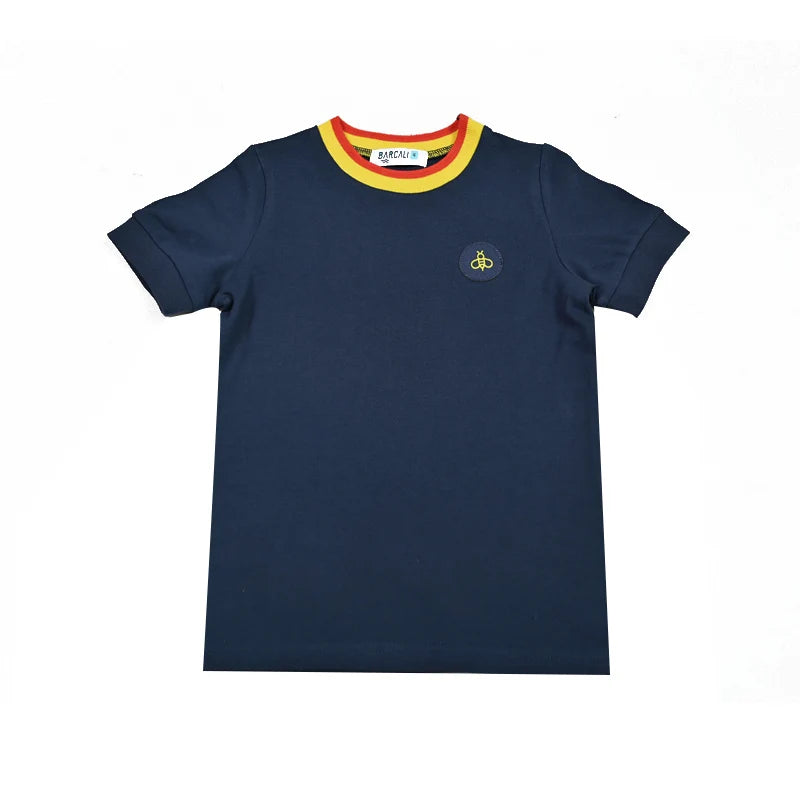 Striped Collar Kids Matching Outfits with Bee Motifs, Boys Shirts, Girls Dress and Top-Skirt Sets, Baby Top-and-Shorts Options for Sibling Photos