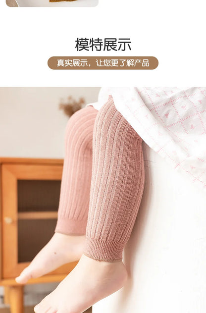 Ribbed Footless Leggings for Babies and Toddler Girls, Solid Color Knit Bottoms in Six Colors and Four Size Groups for Everyday Outfit Layering