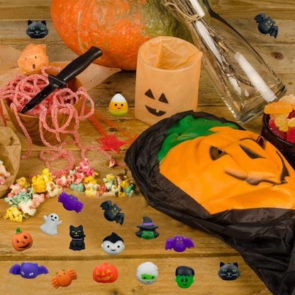 Halloween Mochi Squishy Toys, Random Assorted Squeeze Fidget Packs of 12, 24 or 36 for Party Favors, Goodie Bags and Seasonal Gift Giving