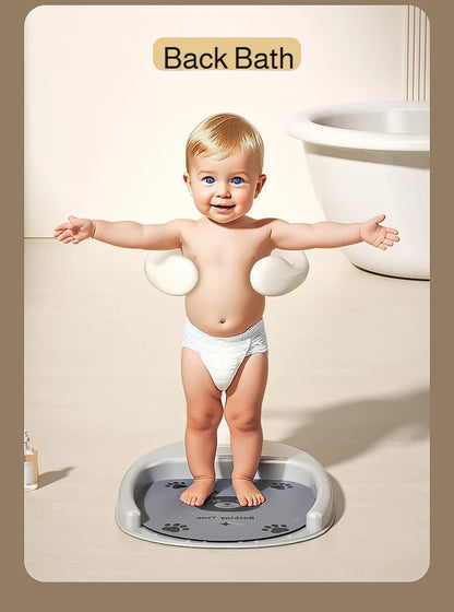 Adjustable Kids Shower Stand with Wraparound Support, Textured Base and Showerhead Holder, Gray or Brown Options for Adult-Supervised Bathing