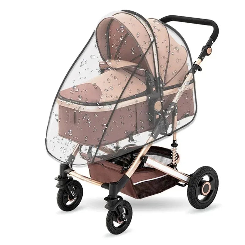 Transparent Stroller Rain Cover with PVC or Zippered EVA Options, Clear Pram Weather Shield with Ventilation Holes for Rainy-Day Family Outings