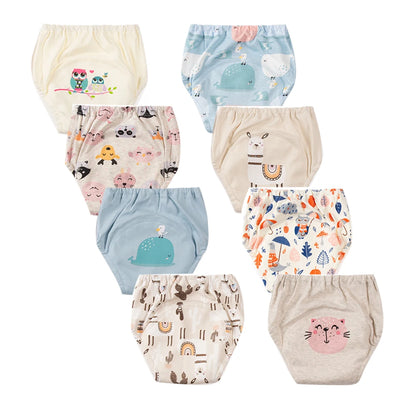 Washable Potty Training Pants Multipack, 4 or 8 Reusable Toddler Underwear Briefs with Printed Designs for Daytime Toilet Learning, Sizes S-XL