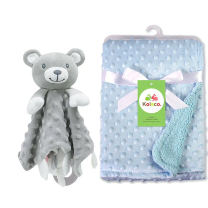 Personalized Minky Baby Blanket and Animal Lovey Options with Custom Name Embroidery, Textured Dot Keepsake for Boys and Girls and Baby Shower Gifts