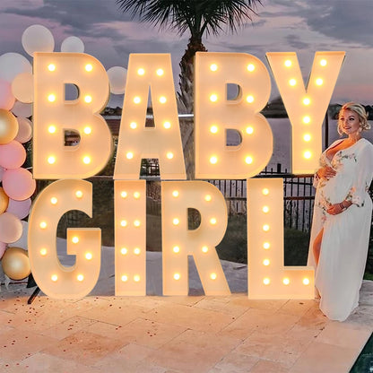 Giant Marquee Letter Frame Box, 91.5cm LED Light-Style Alphabet Display for DIY Names, Baby Showers, First Birthdays and Wedding Party Decor