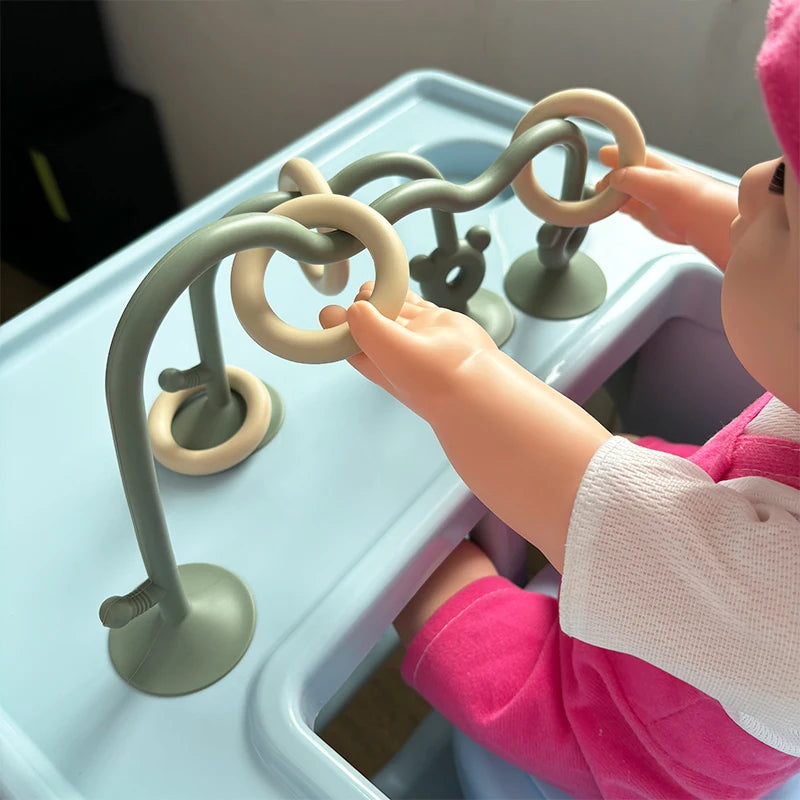Suction Cup Ring Maze Toy with Silicone Curved Track for Supervised Baby Tabletop Play, Hands-On Sensory Exploration and Fine Motor Activities