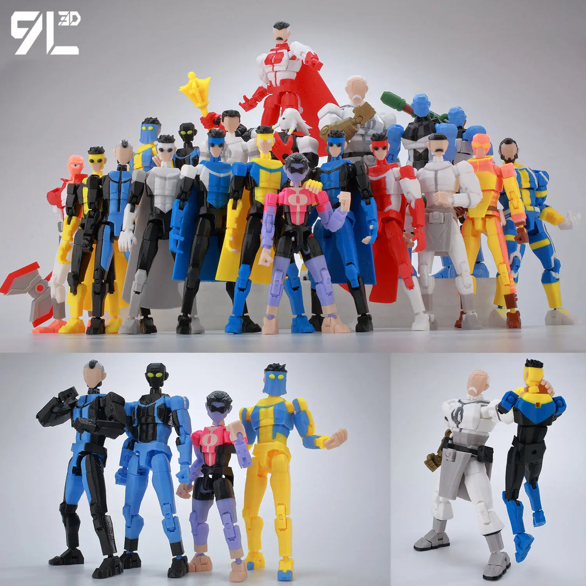 Articulated Superhero Action Figure, 3D Printed PETG Collectible with 30+ Poseable Joints, Interchangeable Parts and Accessories for Display