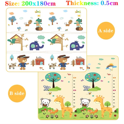 Oversized Baby Floor Play Mat 200 x 180 cm, Double-Sided Animal Print EVA Foam Crawling Rug with 4-5 mm Padding for Supervised Family Activities