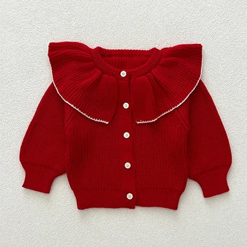 Infant Girl Sweater Cardigan with Long Sleeves, Button-Front Knit Layering Coat in Multiple Styles for Fall Outfits, Sizes 3M to 3T