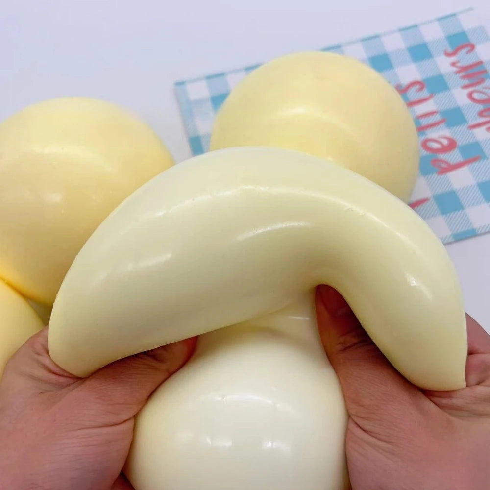 Squishy Stress Ball with Dough Filling, Soft TPR Round Squeeze Fidget in Yellow, Blue, Pink or White for Tactile Play and Desk Breaks