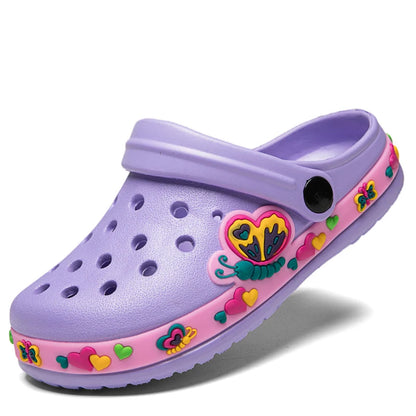 Dinosaur Kids Garden Clogs with Ventilation Holes and Pivoting Heel Strap, Closed-Toe Slip-On Summer Shoes for Boys and Girls Casual Outfits