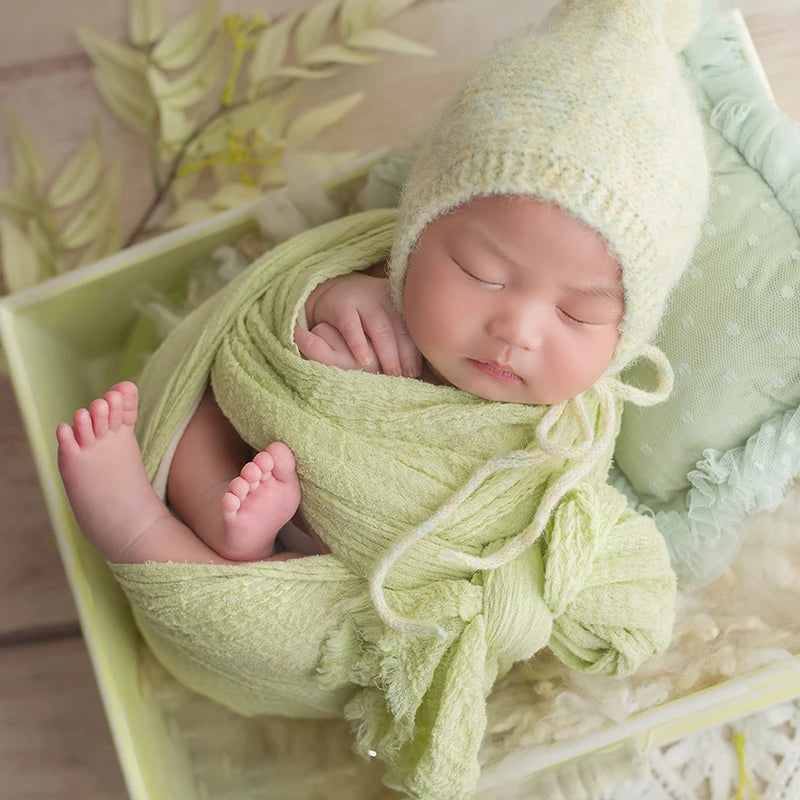 Cotton Gauze Newborn Photography Wrap, Stretchy Baby Portrait Prop in Two Sizes with Color Options for Studio Layers and Keepsake Photo Sessions