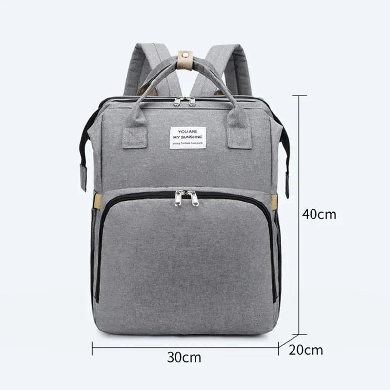 Diaper Bag Backpack with Fold-Out Changing Station, Large Capacity Baby Essentials Organizer with Bottle Pockets and Changing Mat for Parents