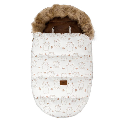 Winter Pram Footmuff with Two-Way Zipper and Removable Fur-Style Collar, Baby Stroller Sack for Cold-Weather Walks in Solid and Printed Styles